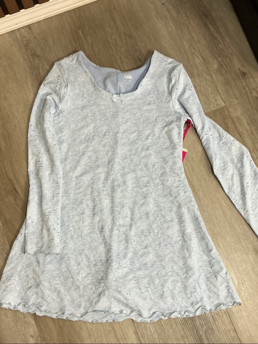 Justice Light Blue Floral Lace Scoop Neck Tunic